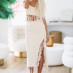HAZEL & OLIVE Arizona Sunsets Crochet Maxi Skirt - Natural