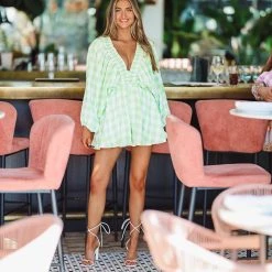 HAZEL & OLIVE Beach Town Plaid Romper - Apple Green -HAZEL & OLIVE shop hazel olive beach town plaid romper apple green 36143715745986