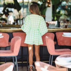 HAZEL & OLIVE Beach Town Plaid Romper - Apple Green -HAZEL & OLIVE shop hazel olive beach town plaid romper apple green 36143715877058