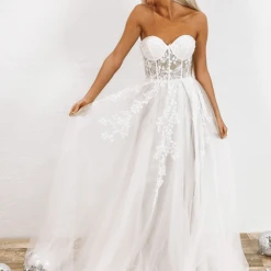 HAZEL & OLIVE Bella Evening Gown - White