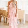 HAZEL & OLIVE Best Of You Tulle Ruffle Maxi Gown - Blush Pink -HAZEL & OLIVE shop hazel olive best of you tulle ruffle maxi gown blush pink 37562935214274