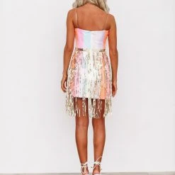 HAZEL & OLIVE Bold Moves Sequin Mini Dress - Pink, Orange, Lime, Turquoise -HAZEL & OLIVE shop hazel olive bold moves sequin mini dress pink orange lime turquoise 35986192564418