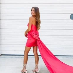 HAZEL & OLIVE Bowtiful Babe Cocktail Bow Dress - Pink -HAZEL & OLIVE shop hazel olive bow tiful babe dress pink 34126248509634