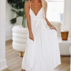 HAZEL & OLIVE Bridal Brunch Maxi Dress - White (FINAL SALE)