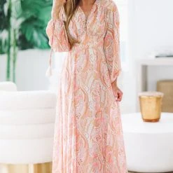 HAZEL & OLIVE Chasing Dawn Maxi Dress - Pink -HAZEL & OLIVE shop hazel olive chasing dawn maxi dress pink 37248576422082