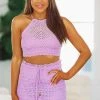 HAZEL & OLIVE Crochet Crop Top - Purple -HAZEL & OLIVE shop hazel olive crochet crop top purple 36986167558338