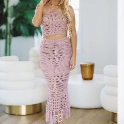 HAZEL & OLIVE Crochet Maxi Skirt - Lavender -HAZEL & OLIVE shop hazel olive crochet maxi skirt lavender 36942377615554