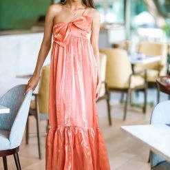 HAZEL & OLIVE Dance Floor Bound Maxi Dress - Dark Peach