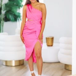 HAZEL & OLIVE Dance The Night Away Satin Maxi Dress - Pink -HAZEL & OLIVE shop hazel olive dance the night away satin maxi dress pink 36986160087234