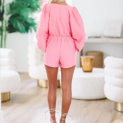 HAZEL & OLIVE Day Dream Romper - Pink -HAZEL & OLIVE shop hazel olive day dream romper pink 37227777818818