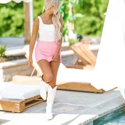 HAZEL & OLIVE Dolly Sequin Mini Skirt - Pink -HAZEL & OLIVE shop hazel olive dolly sequin mini skirt pink 37527699849410