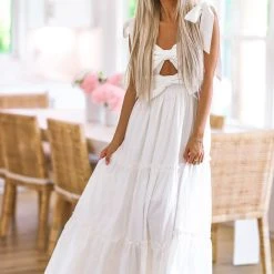 HAZEL & OLIVE Double Bow Tiered Maxi Dress - White 7 HAZEL & OLIVE Double Bow Tiered Maxi Dress - White -HAZEL & OLIVE shop hazel olive double bow tiered maxi dress white 37451975852226