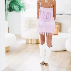 HAZEL & OLIVE Emmy Winning Fringe Dress - Light Purple -HAZEL & OLIVE shop hazel olive emmy winning fringe dress light purple 37257118679234