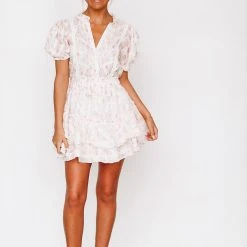 HAZEL & OLIVE Everything Pretty Dress - Cream And Pink -HAZEL & OLIVE shop hazel olive everything pretty dress cream and pink 36185181421762