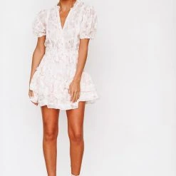 HAZEL & OLIVE Everything Pretty Dress - Cream And Pink -HAZEL & OLIVE shop hazel olive everything pretty dress cream and pink 36185181454530