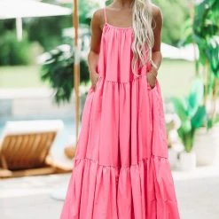HAZEL & OLIVE Feels Like Sunshine Maxi Dress - Pink -HAZEL & OLIVE shop hazel olive feels like sunshine maxi dress pink 37522639880386