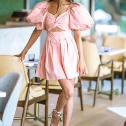 HAZEL & OLIVE Find Your Golden Hour Mini Dress -Dusty Pink
