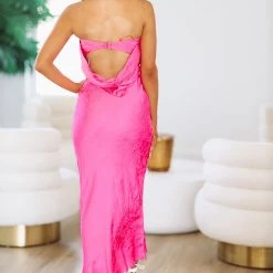 HAZEL & OLIVE First Class Satin Maxi Dress - Pink -HAZEL & OLIVE shop hazel olive first class satin maxi dress pink 36986130170050