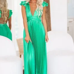 HAZEL & OLIVE For Keeps Maxi Gown - Green -HAZEL & OLIVE shop hazel olive for keeps maxi gown green 37375608389826