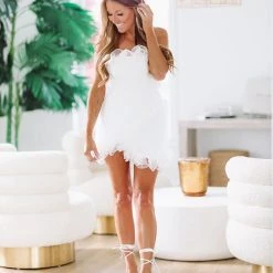 HAZEL & OLIVE This Moment Cocktail Mini Dress - White -HAZEL & OLIVE shop hazel olive from this moment cocktail mini dress white 37174380724418