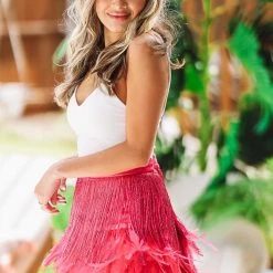 HAZEL & OLIVE Ft. Worth State Of Mind Feather Skirt - Pink 4 HAZEL & OLIVE Ft. Worth State Of Mind Feather Skirt - Pink -HAZEL & OLIVE shop hazel olive ft worth state of mind skirt pink 33692941582530