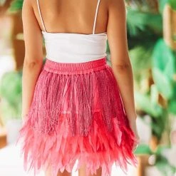 HAZEL & OLIVE Ft. Worth State Of Mind Feather Skirt - Pink 5 HAZEL & OLIVE Ft. Worth State Of Mind Feather Skirt - Pink -HAZEL & OLIVE shop hazel olive ft worth state of mind skirt pink 33692941648066