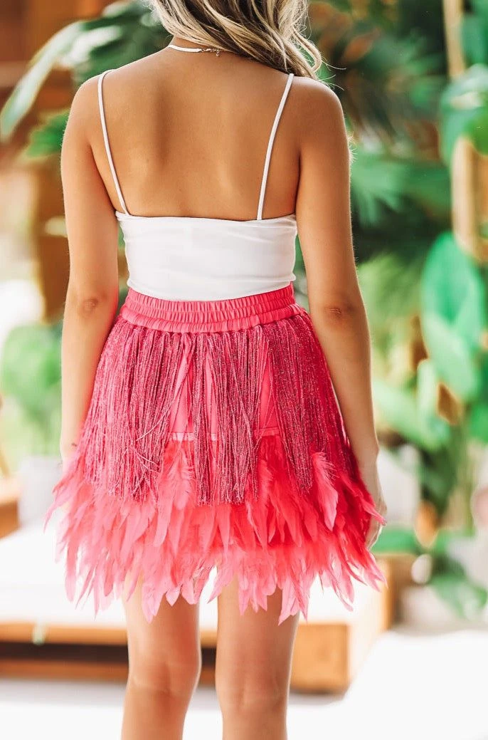Ft. Worth State of Mind Feather Skirt - Pink HAZEL & OLIVE Ft. Worth State Of Mind Feather Skirt - Pink -HAZEL & OLIVE shop hazel olive ft worth state of mind skirt pink 33692941648066