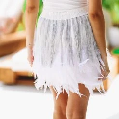 HAZEL & OLIVE Ft. Worth State Of Mind Feather Skirt - White -HAZEL & OLIVE shop hazel olive ft worth state of mind skirt white 33692983984322