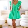 HAZEL & OLIVE Gingham Babydoll Dress - Green -HAZEL & OLIVE shop hazel olive gingham babydoll dress green 37467290992834