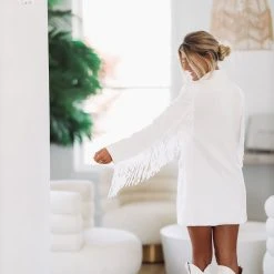 HAZEL & OLIVE Girls Weekend In Nash Blazer Dress - White