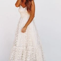 HAZEL & OLIVE Giving Me Butterflies Midi Dress - Cream Ivory