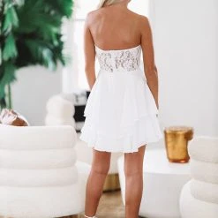 HAZEL & OLIVE Hopeless Romantic Cocktail Dress - White -HAZEL & OLIVE shop hazel olive hopeless romantic cocktail dress white 36486860308674