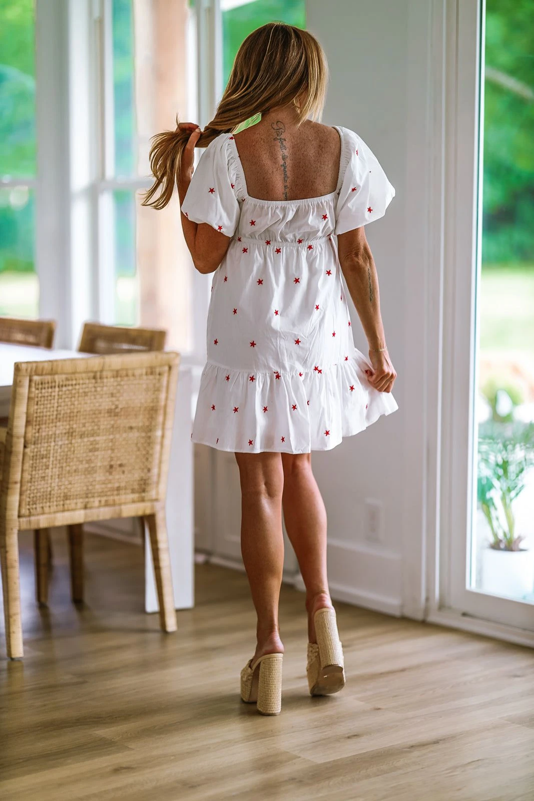 HAZEL & OLIVE July Bash Star Babydoll Dress - White And Red 4 HAZEL & OLIVE July Bash Star Babydoll Dress - White And Red - Image 2