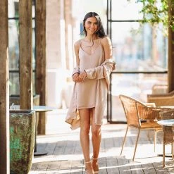 HAZEL & OLIVE Keeping It Business Dress And Button Down Shirt Dress Set - Light Taupe -HAZEL & OLIVE shop hazel olive keeping it business dress and button down shirt dress set light taupe 36143705981122