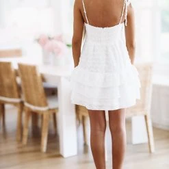 HAZEL & OLIVE Kendra Rose Mini Cocktail Dress - White -HAZEL & OLIVE shop hazel olive kendra rose mini cocktail dress white 37451966841026