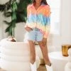 HAZEL & OLIVE Let's Dance Sequin Shirt - Pink, Orange, Blue -HAZEL & OLIVE shop hazel olive let s dance sequin shirt pink orange blue 36486825476290