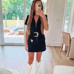 HAZEL & OLIVE Like I Love Country Denim Mini Dress - Black -HAZEL & OLIVE shop hazel olive like i love country music denim mini dress black 37350076940482