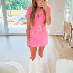 HAZEL & OLIVE Like I Love Country Denim Mini Dress - Pink -HAZEL & OLIVE shop hazel olive like i love country music denim mini dress pink 37350069895362