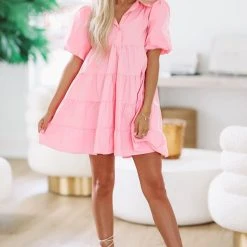 HAZEL & OLIVE Little Darlin Shirt Dress - Bubblegum Pink