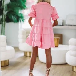 HAZEL & OLIVE Little Darlin Shirt Dress - Bubblegum Pink -HAZEL & OLIVE shop hazel olive little darlin shirt dress bubblegum pink 37276248080578