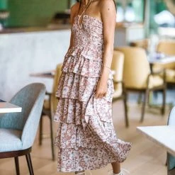HAZEL & OLIVE Magical Floral Maxi Dress - Dust Pink