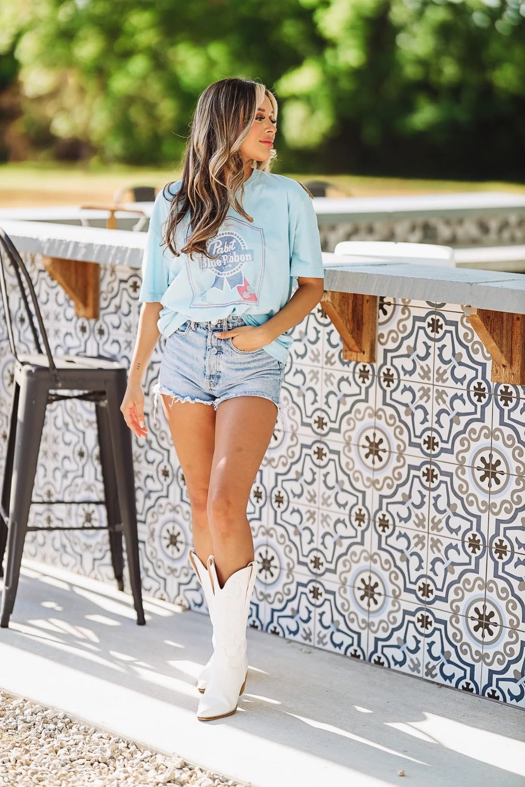 Pabst Blue Ribbon Beer Graphic Tee / T shirt Dress - Light Blue HAZEL & OLIVE Pabst Blue Ribbon Beer Graphic Tee / T Shirt Dress - Light Blue -HAZEL & OLIVE shop hazel olive pabst blue ribbon beer graphic tee t shirt dress light blue 34611655442626