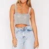 HAZEL & OLIVE Platinum Status Crop Top - Silver -HAZEL & OLIVE shop hazel olive platinum status crop top silver 36062591123650
