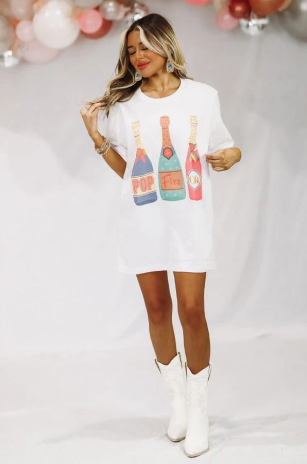 Pop Fizz Clink Graphic T shirt Dress or Tee - White HAZEL & OLIVE Pop Fizz Clink Graphic T Shirt Dress Or Tee - White -HAZEL & OLIVE shop hazel olive pop fizz clink graphic tee dress white 32192222658754