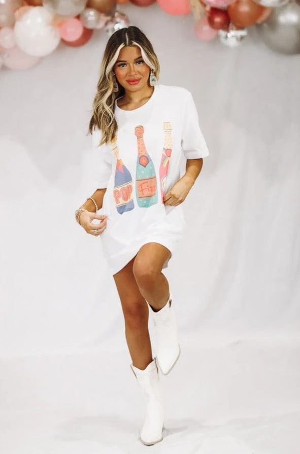 Pop Fizz Clink Graphic T shirt Dress or Tee - White HAZEL & OLIVE Pop Fizz Clink Graphic T Shirt Dress Or Tee - White -HAZEL & OLIVE shop hazel olive pop fizz clink graphic tee dress white 32192222757058