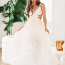 HAZEL & OLIVE Private Island Maxi Dress - Cream -HAZEL & OLIVE shop hazel olive private island maxi dress cream 36480421855426