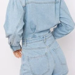 HAZEL & OLIVE Roll With Us Denim Romper - Light Wash 9 HAZEL & OLIVE Roll With Us Denim Romper - Light Wash -HAZEL & OLIVE shop hazel olive roll with us denim romper medium wash 35133717840066