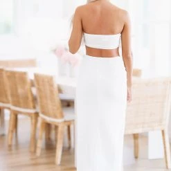 HAZEL & OLIVE Seyla Moon Two Piece Skirt And Crop Top Set - White -HAZEL & OLIVE shop hazel olive seyla moon two piece skirt and crop top set white 37451965530306