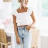 HAZEL & OLIVE Spring It On Ruffle Crop Top - White -HAZEL & OLIVE shop hazel olive spring it on ruffle crop top white 37449944105154