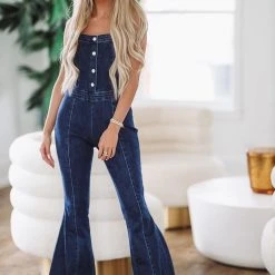 HAZEL & OLIVE Strictly Southern Denim Jumpsuit -Dark Wash -HAZEL & OLIVE shop hazel olive strictly southern denim jumpsuit dark wash 36486774718658